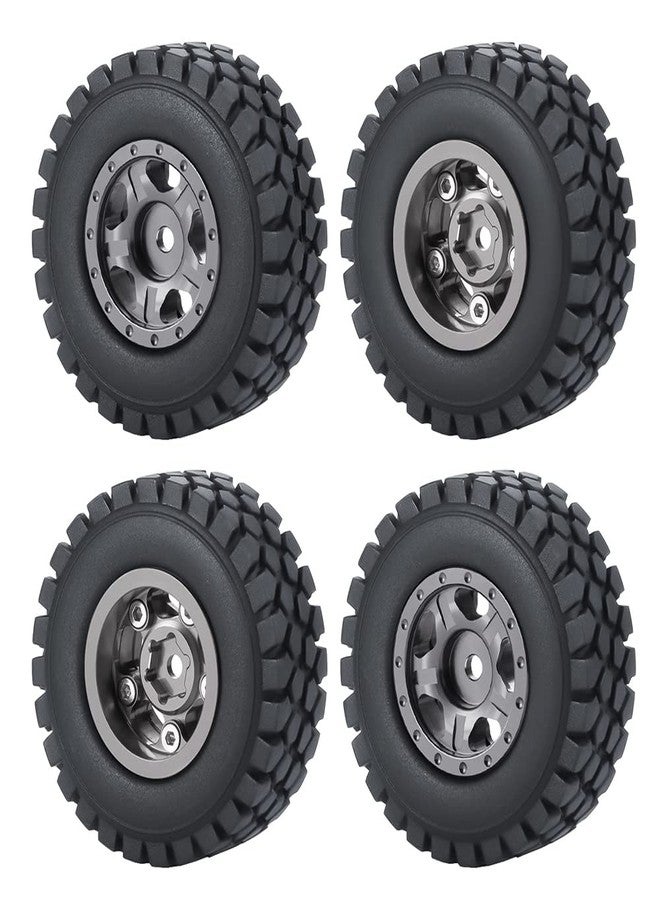 عجلات وإطارات WEFEINO RC Beadlock، 4 قطع، إطارات زاحفة صغيرة مقاس 1.0 بوصة لسيارة Axial SCX24 90081 Deadbolt 1/24 RC Crawler (تيتانيوم، 50 مم) - Image 2
